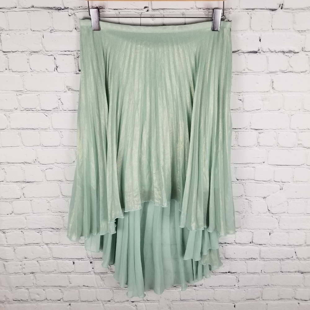 TOPSHOP | shimmery pleated high-low skirt